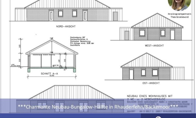 ***Charmante Neubau-Bungalow-Hälfte in Rhauderfehn/Backemoor***